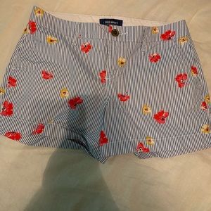 Size 2 Old Navy blue stripes with flowers shorts